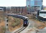 RNCX 1810 leads train P075-30 around the curve 